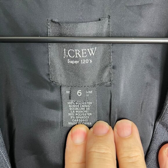J. Crew Women Super 120  Wool Grey Pin Strip Jacket Blazer Size 6 - Picture 4 of 12